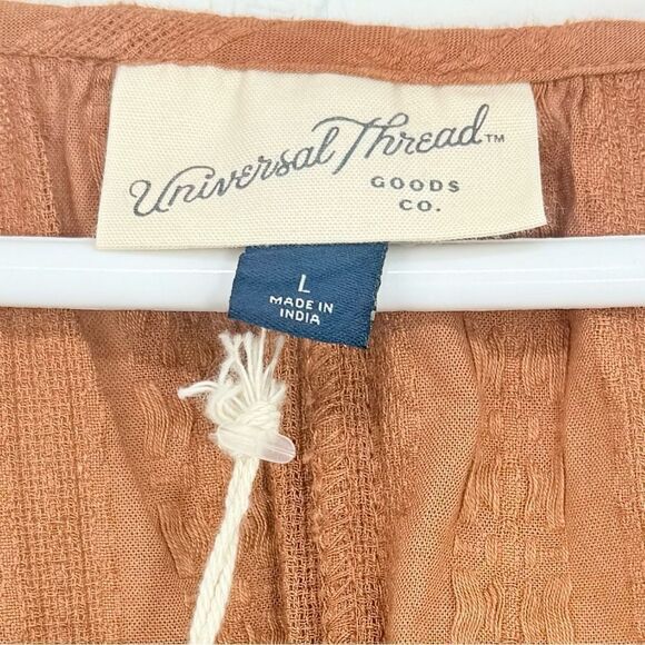 Universal Thread Rust Brown Cropped Puff Sleeve Peasant Blouse NEW - Picture 12 of 13